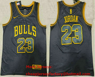 Men's Chicago Bulls #23 Michael Jordan 2022 Black Golden Edition Nike Swingman Stitched Jersey