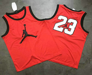Men's Chicago Bulls #23 Michael Jordan All Red With White Number Big Jordan Logo Swingman Jersey
