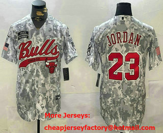 Men's Chicago Bulls #23 Michael Jordan Arctic Camo 2024 Salute to Service Stitched Baseball Jersey