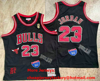 Men's Chicago Bulls #23 Michael Jordan Black 1998 Champions Throwback AU Fashion Jersey