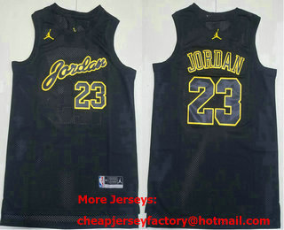 Men's Chicago Bulls #23 Michael Jordan Black Jordan Stitched Jersey