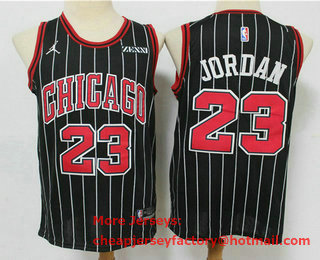 Men's Chicago Bulls #23 Michael Jordan Black Pinstripe 2020 NEW Brand Jordan Swingman Stitched NBA Jersey With The Sponsor Logo