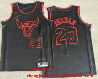 Men's Chicago Bulls #23 Michael Jordan Black Red Hardwood Classics Swingman Throwback Jersey