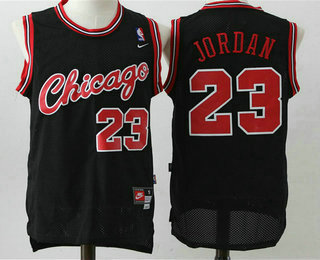 Men's Chicago Bulls #23 Michael Jordan Black With Chicago Jersey