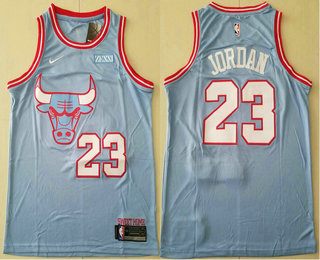 Men's Chicago Bulls #23 Michael Jordan Blue 2020 City Edition NBA Swingman Jersey With The Sponsor Logo