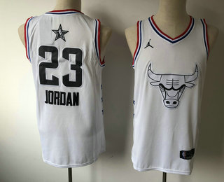 Men's Chicago Bulls #23 Michael Jordan Brand White 2019 All-Star Game Swingman Jersey With The Sponsor Logo