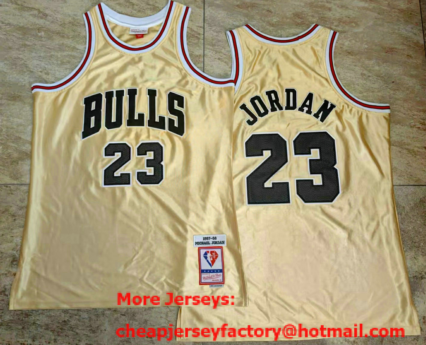 Men's Chicago Bulls #23 Michael Jordan Gold 1988 Throwback AU Jersey