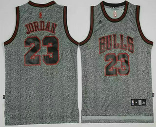 Men's Chicago Bulls #23 Michael Jordan Grey Static Fashion Swingman Jersey