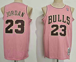 Men's Chicago Bulls #23 Michael Jordan Pink Hardwood Classics Swingman Throwback Jersey
