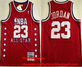 Men's Chicago Bulls #23 Michael Jordan Red 1989 All Star AU Jersey