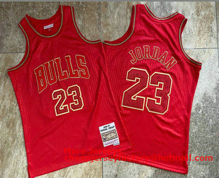 Men's Chicago Bulls #23 Michael Jordan Red 1997-98 Hardwood Classics Soul AU Throwback Jersey