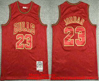 Men's Chicago Bulls #23 Michael Jordan Red 1997-98 Hardwood Classics Soul Swingman Throwback Jersey