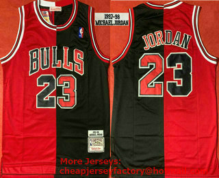 Men's Chicago Bulls #23 Michael Jordan Red Black Two Tone Stitched NBA 1997-98 Hardwood Classic Swingman Jersey