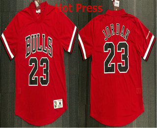 Men's Chicago Bulls #23 Michael Jordan Red Short Sleeved Hot Press Swingman Throwback Jersey