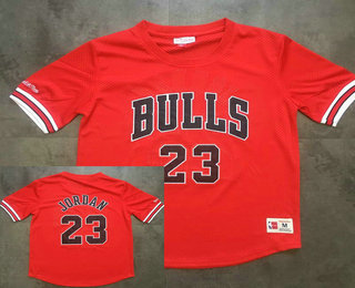 Men's Chicago Bulls #23 Michael Jordan Red Short-Sleeved Swingman Stitched NBA Throwback Jersey