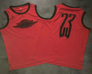 Men's Chicago Bulls #23 Michael Jordan Red With Air Jordan Patch Swingman Jersey