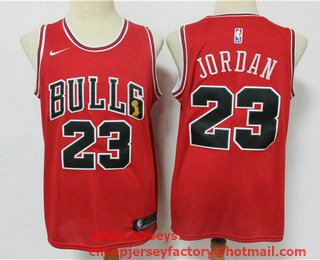 Men's Chicago Bulls #23 Michael Jordan Red With Finals Champions Patch Nike Swingman Stitched NBA Jersey