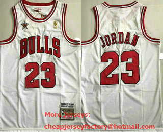 Men's Chicago Bulls #23 Michael Jordan White 1998 All Star Gold Hardwood Classics Soul AU Throwback Jersey