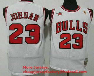Men's Chicago Bulls #23 Michael Jordan White 1998 All Star Gold NBA Hardwood Classics Soul Swingman Throwback Jersey
