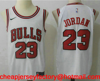Men's Chicago Bulls #23 Michael Jordan White 2017-2018 Nike Authentic Stitched NBA Jersey