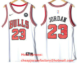 Men's Chicago Bulls #23 Michael Jordan White Nike 2022 Stitched Jersey With Sponsor