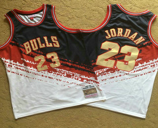 Men's Chicago Bulls #23 Michael Jordan White With Black Independence Day 1997-98 Hardwood Classics Soul AU Throwback Jersey