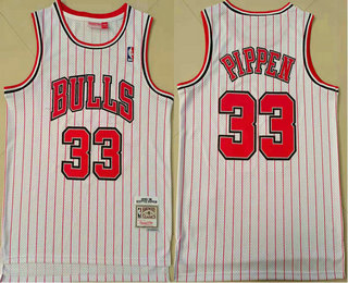 Men's Chicago Bulls #33 Scottie Pippen 1995-96 White Hardwood Classics Reload Swingman Throwback Jersey
