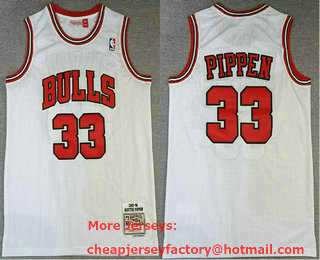 Men's Chicago Bulls #33 Scottie Pippen 1996-97 White Hardwood Classics Soul Swingman Throwback Jersey