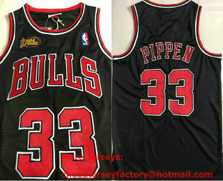 Men's Chicago Bulls #33 Scottie Pippen 1997-98 Black Final Patch Hardwood Classics Soul AU Throwback Jersey
