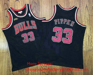 Men's Chicago Bulls #33 Scottie Pippen 1997-98 Red Champions Patch Hardwood Classics Soul AU Throwback Jersey