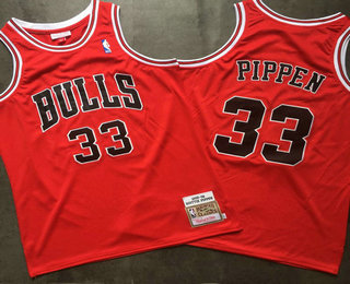 Men's Chicago Bulls #33 Scottie Pippen 1997-98 Red Hardwood Classics Soul AU Throwback Jersey