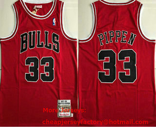 Men's Chicago Bulls #33 Scottie Pippen 1997-98 Red Hardwood Classics Soul AU Throwback Jersey