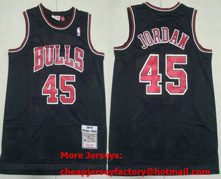 Men's Chicago Bulls #45 Michael Jordan Black 1994 Throwback Swingman Jersey
