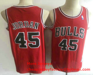 Men's Chicago Bulls #45 Michael Jordan Red Hardwood Classics Soul Swingman Throwback Jersey
