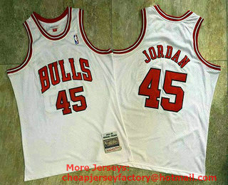 Men's Chicago Bulls #45 Michael Jordan White 1994-95 Hardwood Classics Soul AU Throwback Jersey