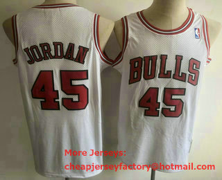 Men's Chicago Bulls #45 Michael Jordan White Hardwood Classics Soul Swingman Throwback Jersey