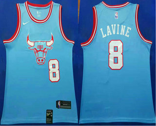 Men's Chicago Bulls #8 Zach LaVine  Blue 2019-20 City Edition Nike Swingman Stitched NBA Jersey