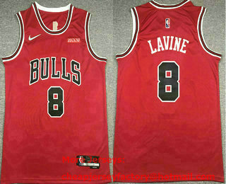 Men's Chicago Bulls #8 Zach LaVine Red Nike 75th Diamond 2021 Stitched Jersey With Sponsor