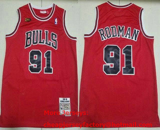 Men's Chicago Bulls #91 Dennis Rodman Red 1997 Champions Throwback Swingman Jersey