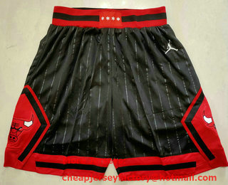 Men's Chicago Bulls Black Pinstripe 2020 NEW Jordan Swingman Stitched Shorts