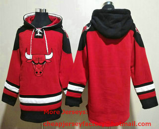 Men's Chicago Bulls Blank Red Ageless Must Have Lace Up Pullover Hoodie