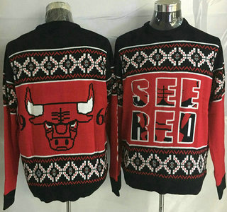 Men's Chicago Bulls Red With Black NBA Sweater