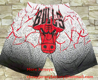 Men's Chicago Bulls White Laser Printing Shorts