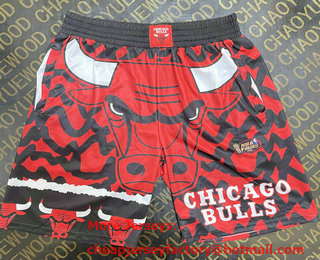 Men's Chicago Bulls big LOGO Red Laser Printing Shorts