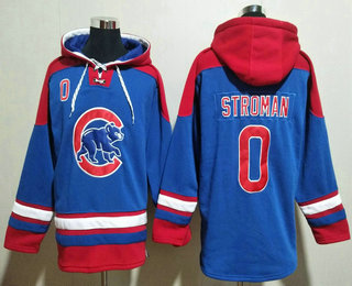 Men's Chicago Cubs #0 Marcus Stroman Blue Ageless Must Have Lace Up Pullover Hoodie