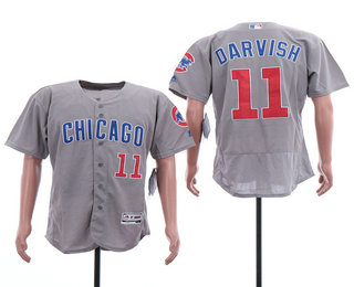 Men's Chicago Cubs #11 Yu Darvish Grey Road Stitched MLB Flex Base Jersey