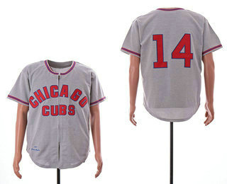 Men's Chicago Cubs #14 Ernie Banks No Name Gray Wool Mitchell & Ness Throwback Jersey