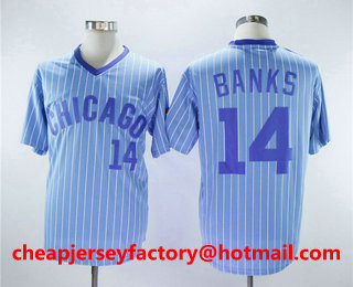 Men's Chicago Cubs #14 Ernie Banks Retired Light Blue 1979 Turn Back The Clock Stitched Baseball Jersey