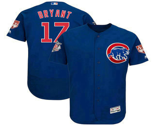 Men's Chicago Cubs #17 Kris Bryant Blue 2019 Spring Training Stitched MLB Flex Base Jersey