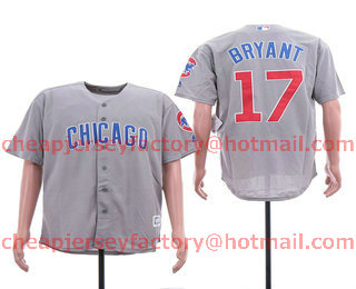 Men's Chicago Cubs #17 Kris Bryant Gray Stitched MLB Cool Base Jersey